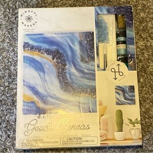 Blue and Gold DIY Geode Canvas